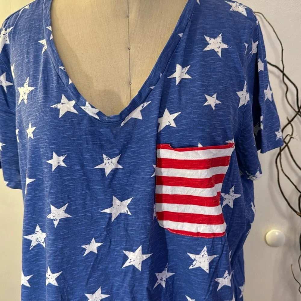 Philosophy patriotic short sleeve V-neck T-shirt - Picture 2 of 6